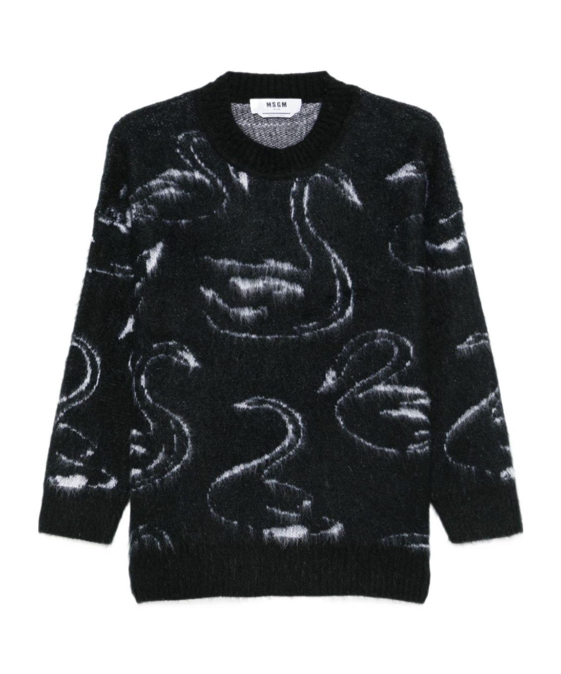 Msgm Patterned-jacquard Sweater In Black