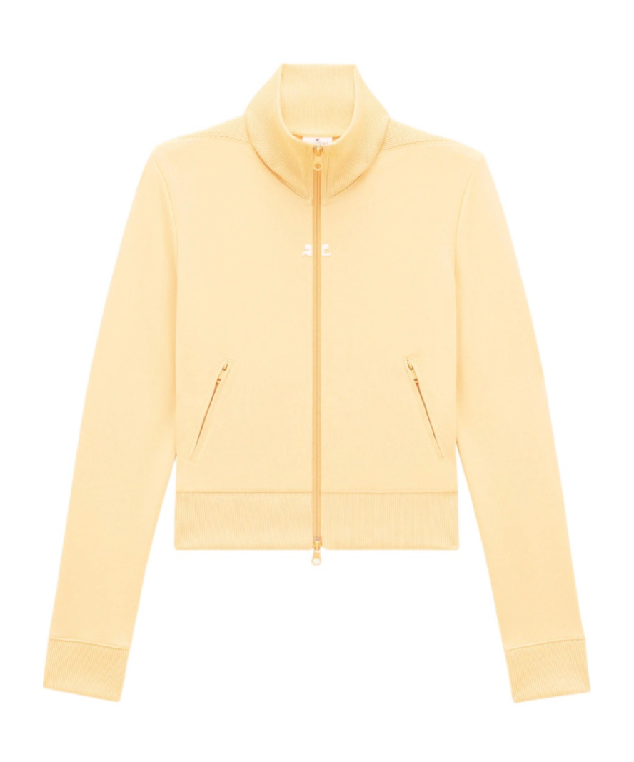 Shop Courrèges Interlock Logo-embroidered Zip-up Sweatshirt In Nude
