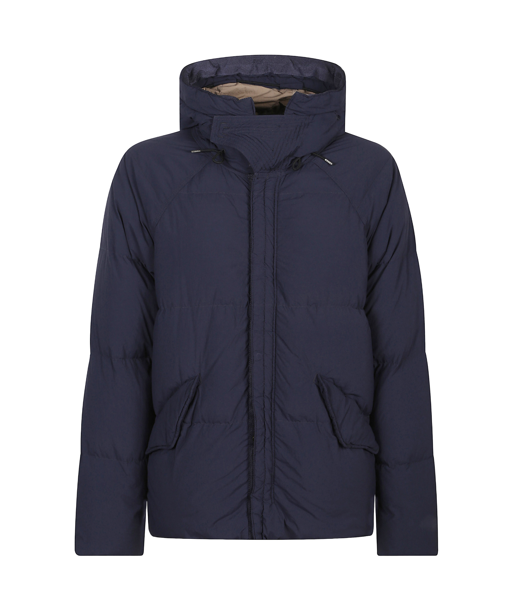 Ten C Down Parka With Hooded Design And Quilted Texture In Blue