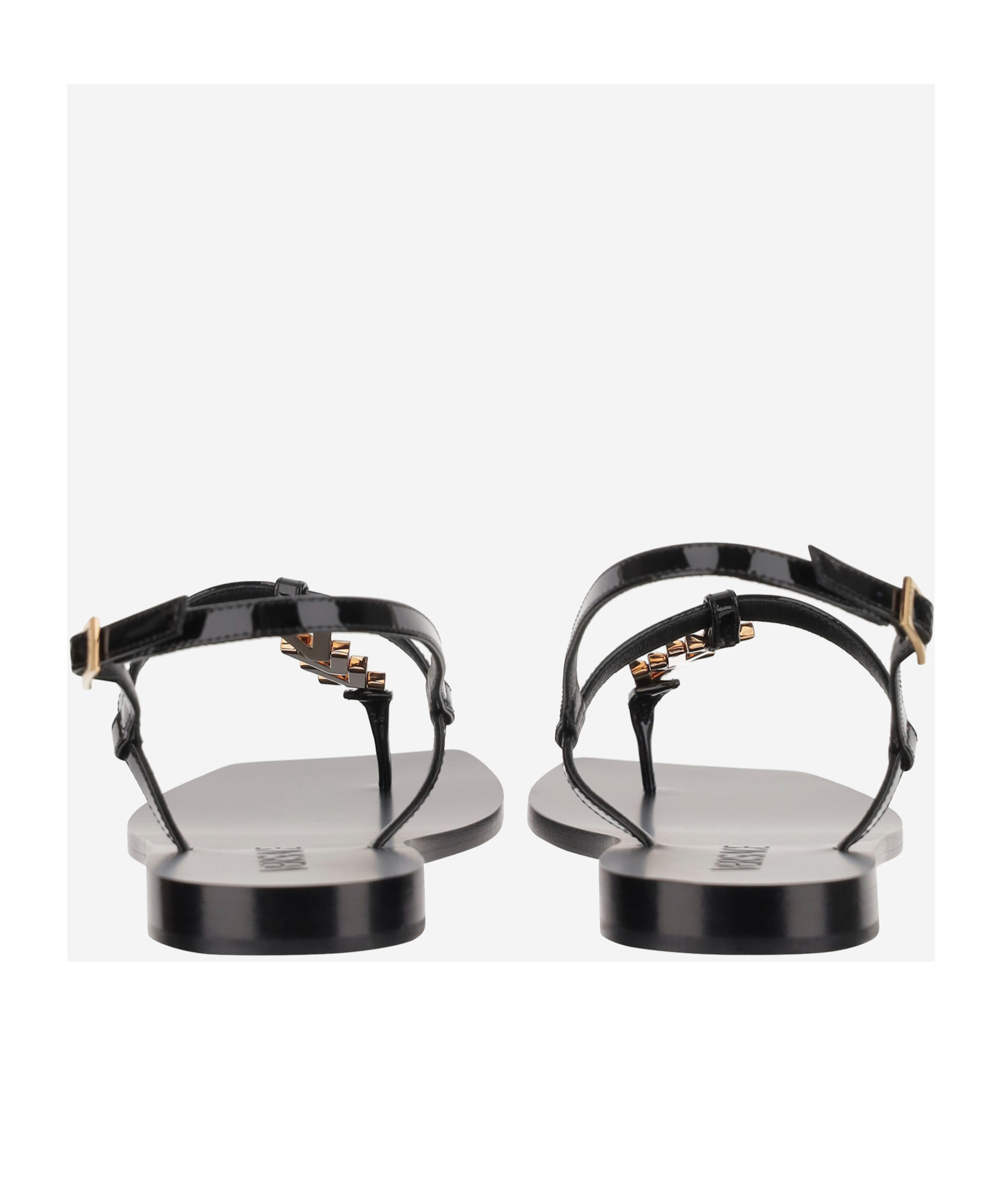Versace Open-toed Flat Sandals In Black