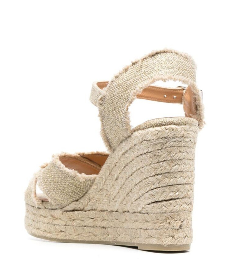 Castaã±er Crossed Open-toed Wedges In Brown