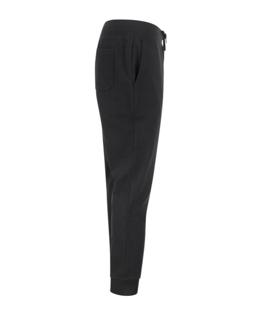 Polo Ralph Lauren Elastic Waistband Fleece Sweatpants With Ribbed Cuffs In Black