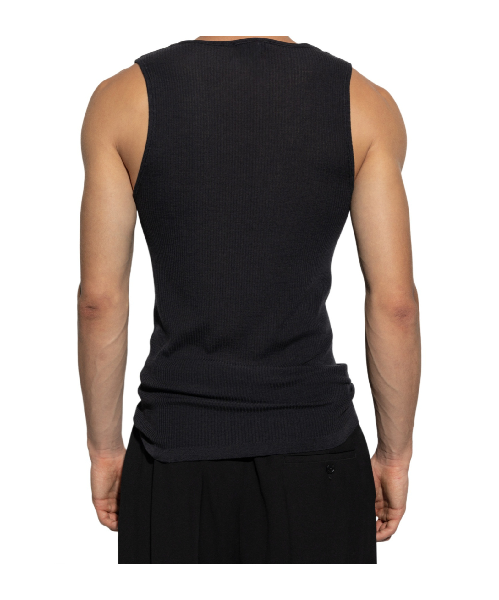 Lemaire Ribbed Wool Tank Top In Black
