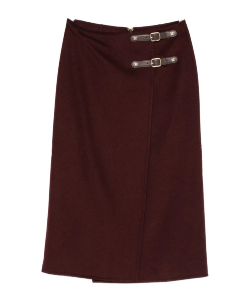 Max Mara Buckled Wrap Skirt In Brown
