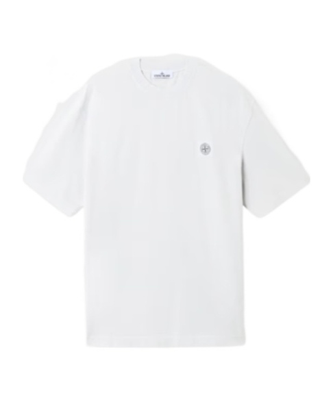 Stone Island Short-sleeved Crew Neck T-shirt With Subtle Emblem Patch In White