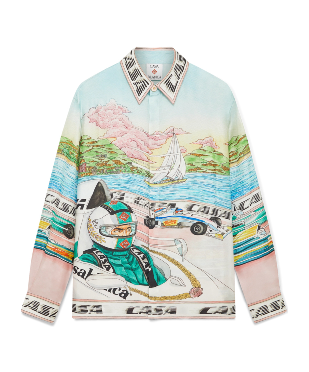 Casablanca Mens The Art Of Racing Classic Long-sleeve Silk Shirt In Multi