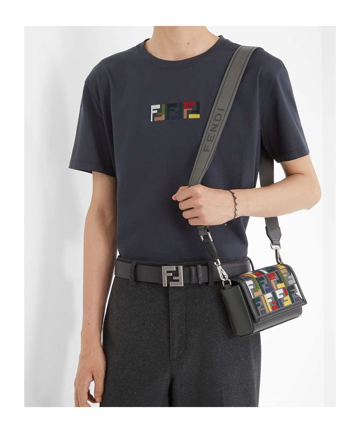 Fendi Compact Crossbody Bags Multicolor In Black