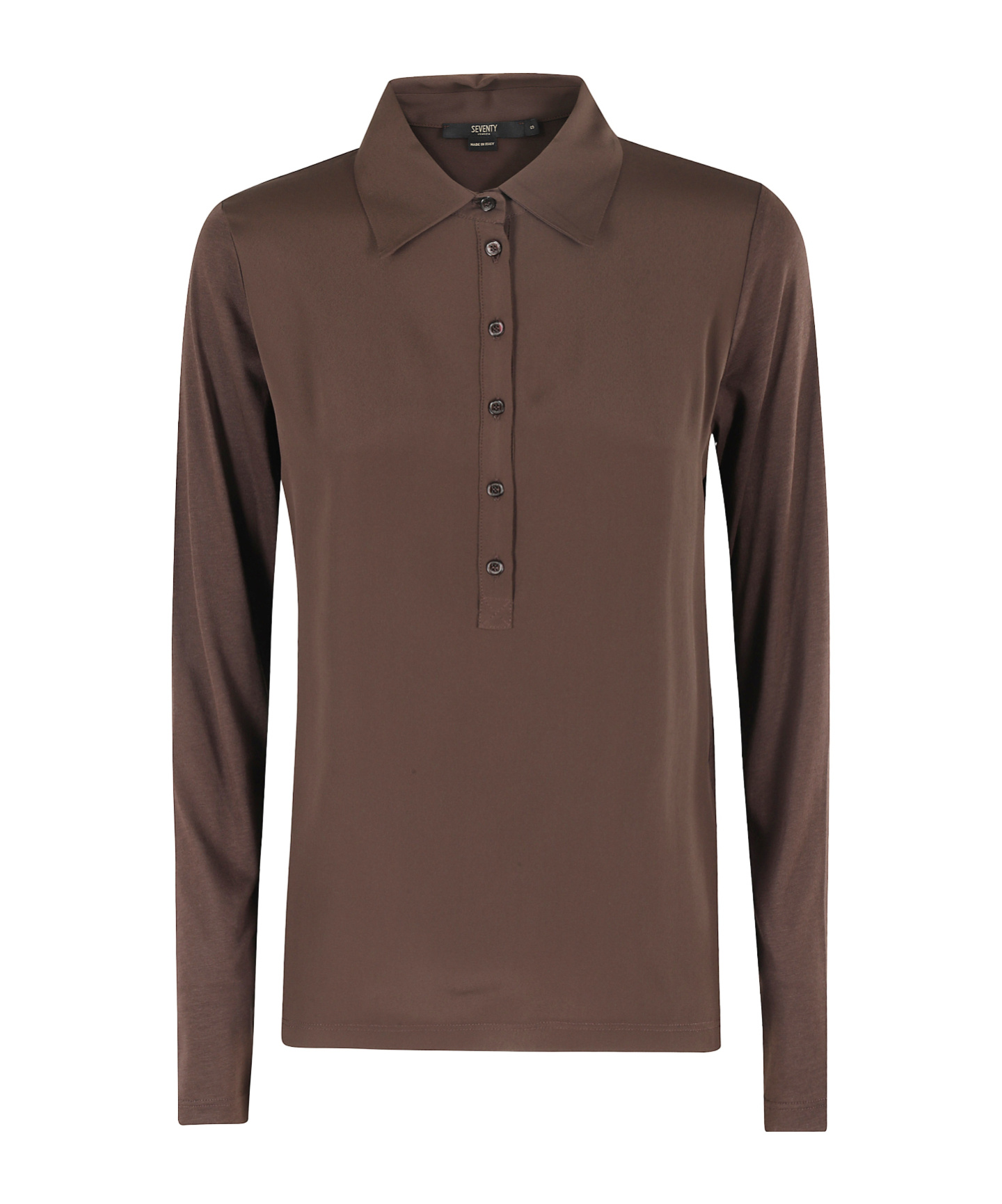 Seventy Long-sleeve Polo Top In Brown