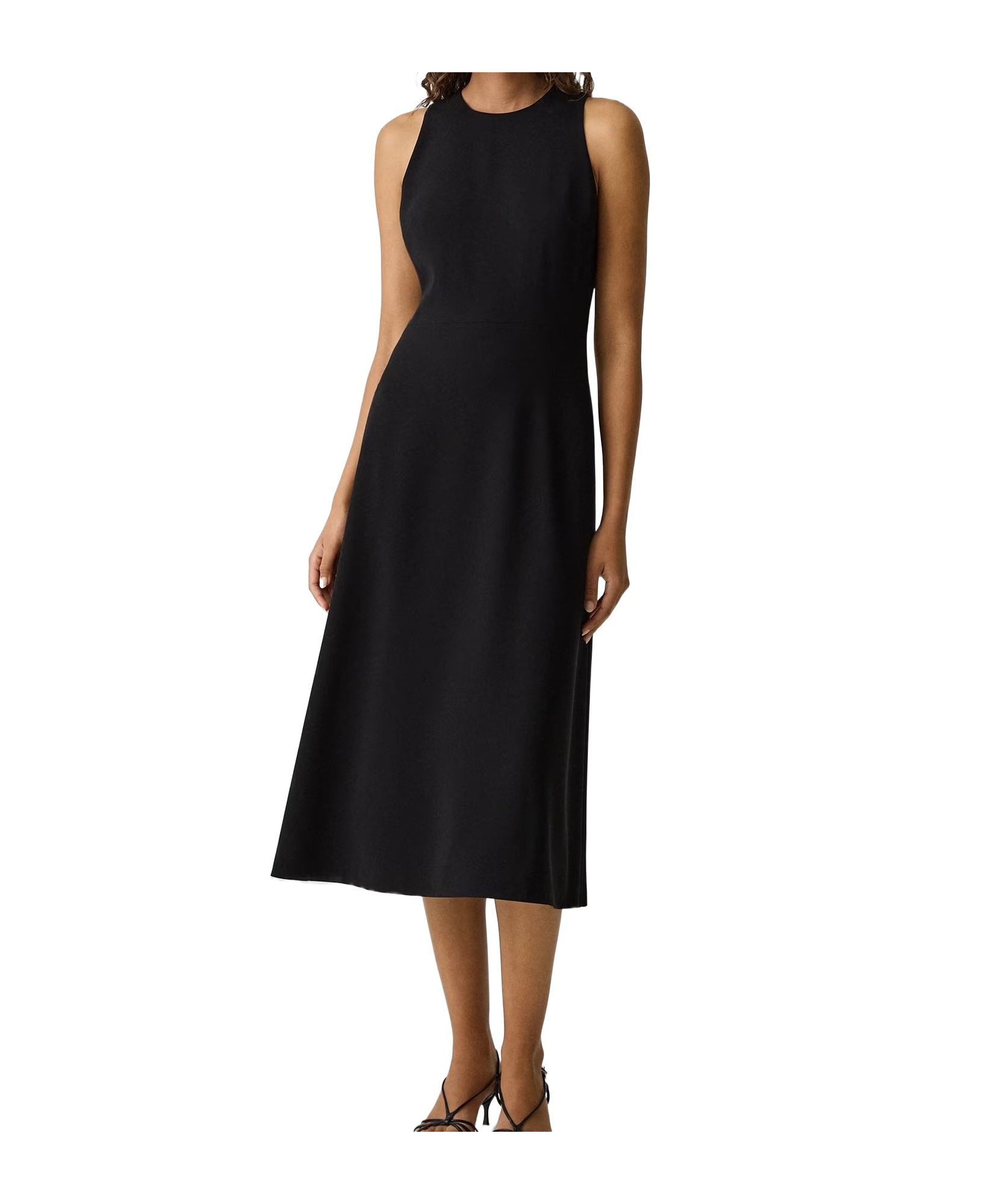 Theory A-line Midi Dress In Admiral Crepe In Black
