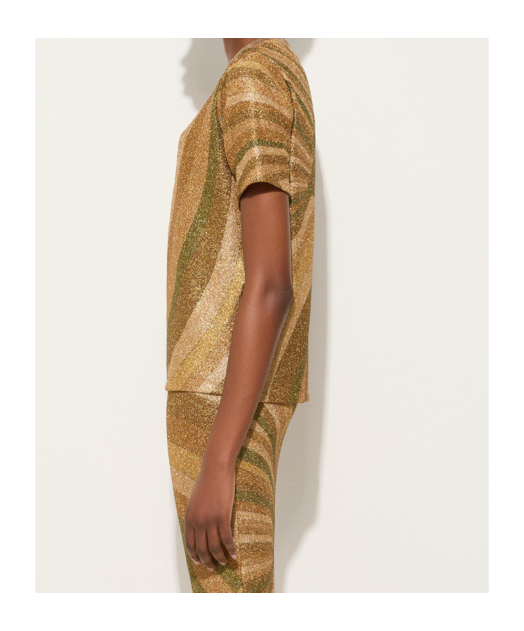 Pucci Marmo Print Jersey Lamé T-shirt In Brown