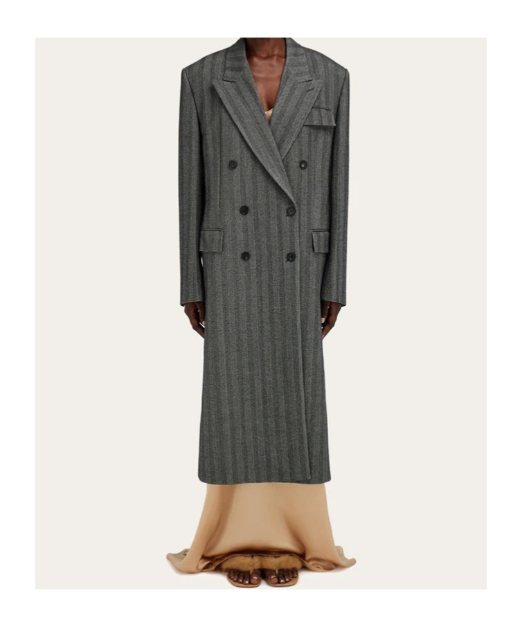 Ferragamo Oversize Chevron Coat In Gray