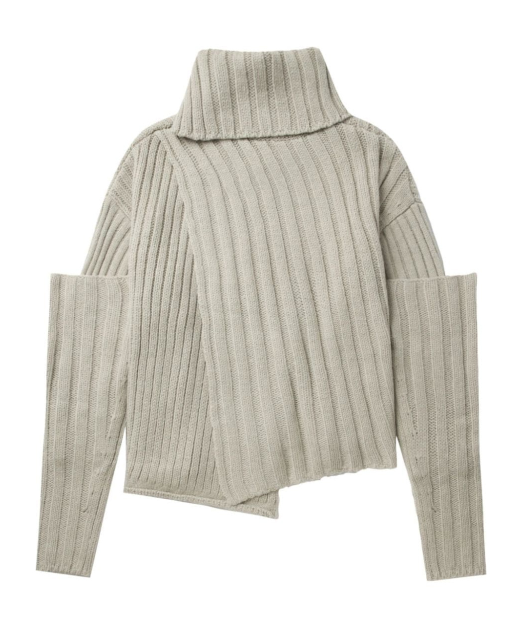 Y's Rib Multi-layered Turtleneck Wool Sweater In Nude