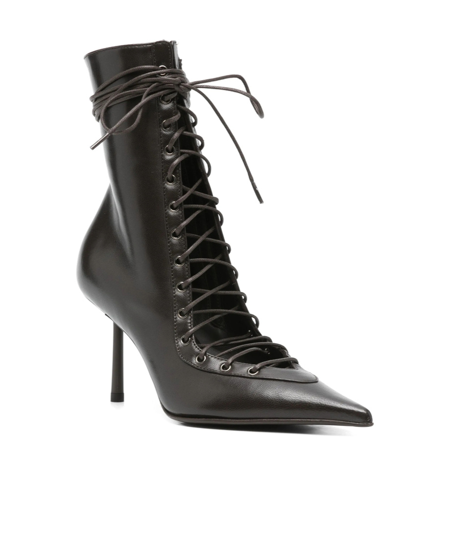 Le Silla Colette 80 Leather Lace-up Boots In Black