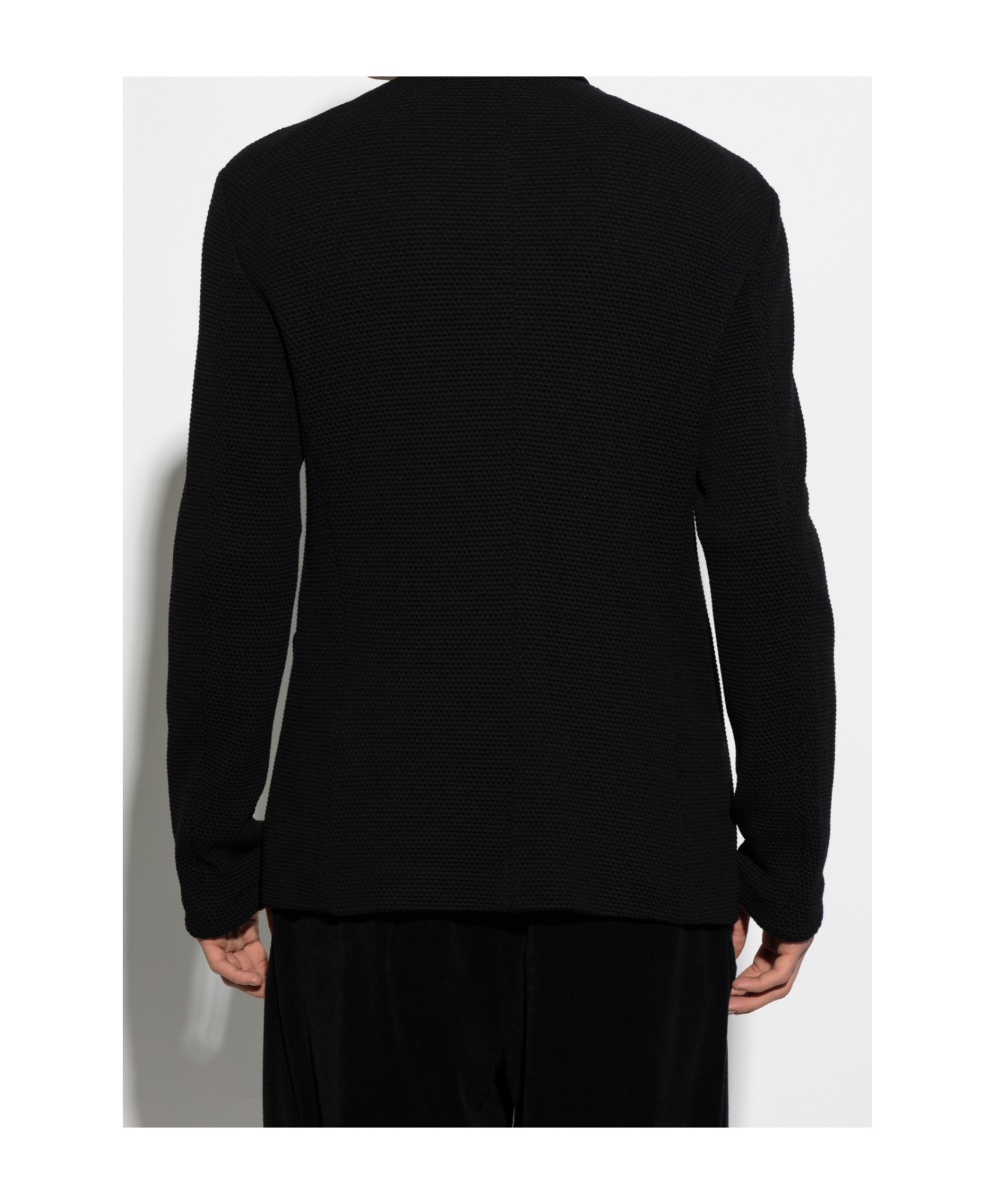 Giorgio Armani Textured Button-up Knitwear In Black