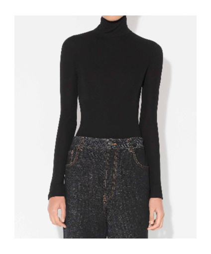 Alaïa Heart Jersey Bodysuit With Heart-shaped Back Neckline In Black