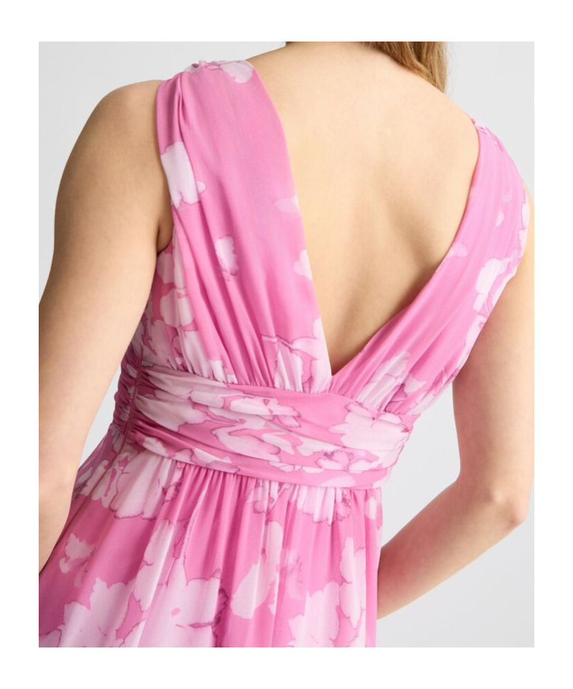 Liu •jo Long Pink Dress With Floral Design In Pink