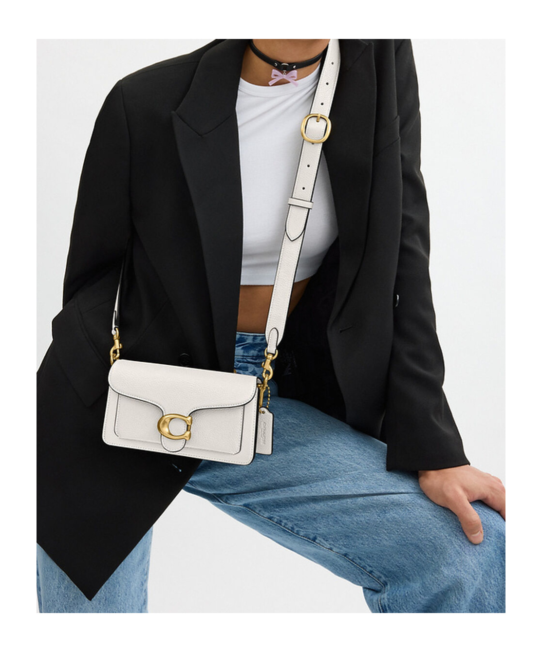 Coach Tabby Pebbled-leather Tote Bag In White