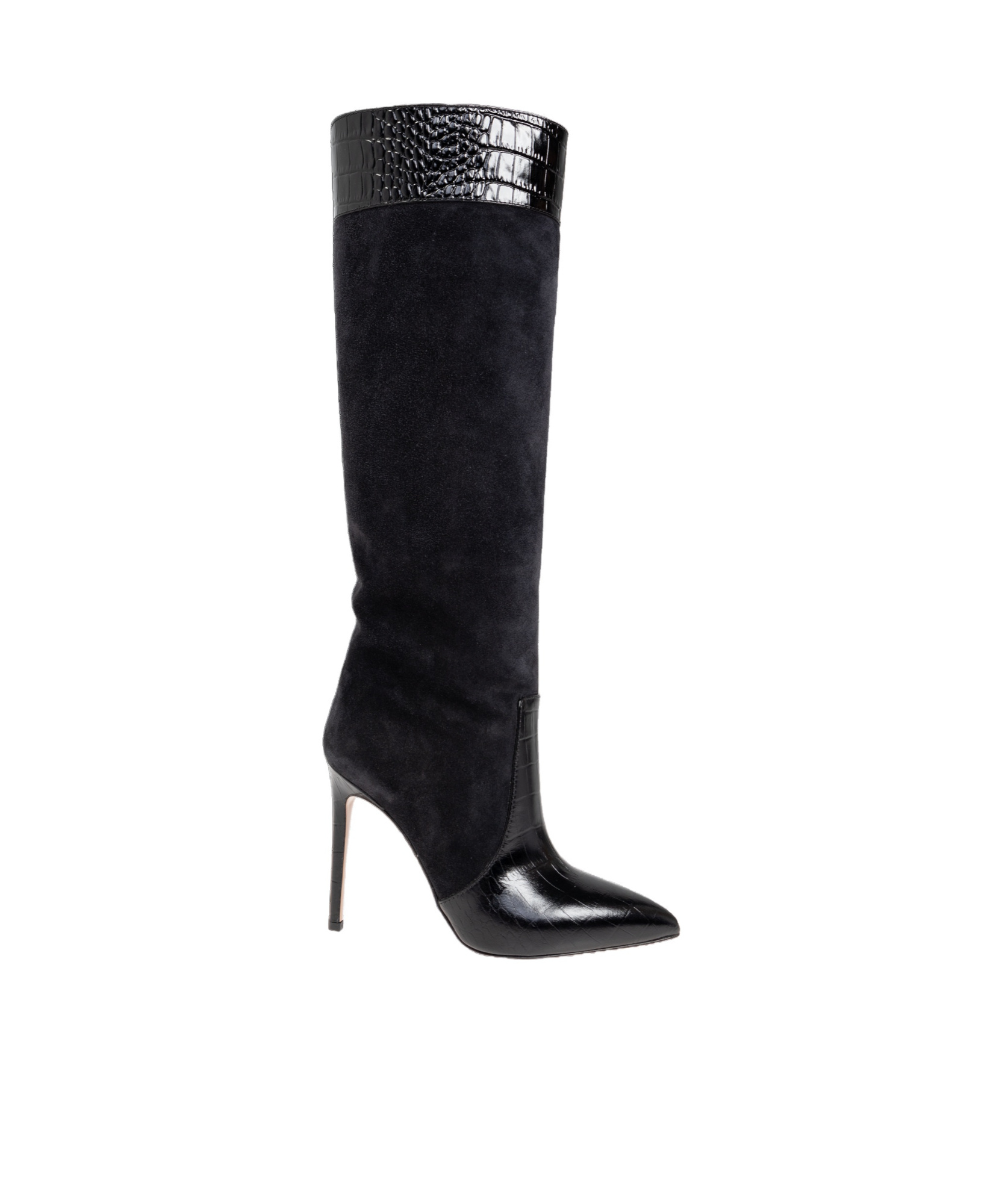 Shop Paris Texas Embossed Point-toe Stiletto Boots In Black