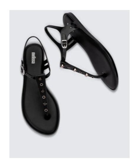 MELISSA OPEN-TOED RIVET FLAT-SOLED SANDALS
