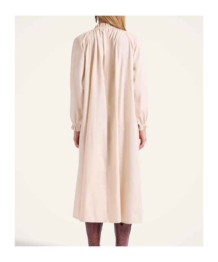La Doublej Embroidered Ruffle-trimmed Dress In Brown