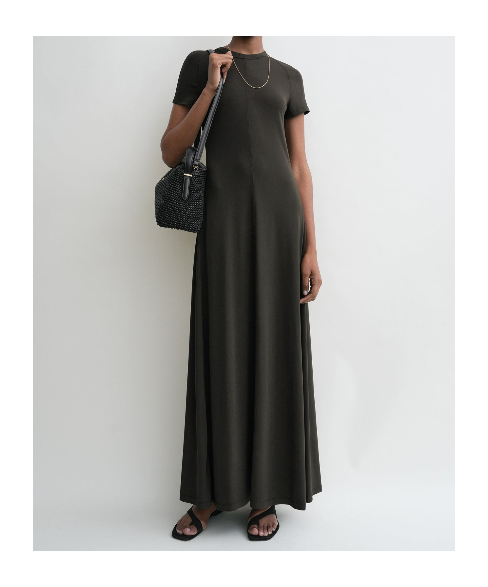 Totême Womens Pleated Short-sleeve Jersey Midi Dress Black Xs In Black