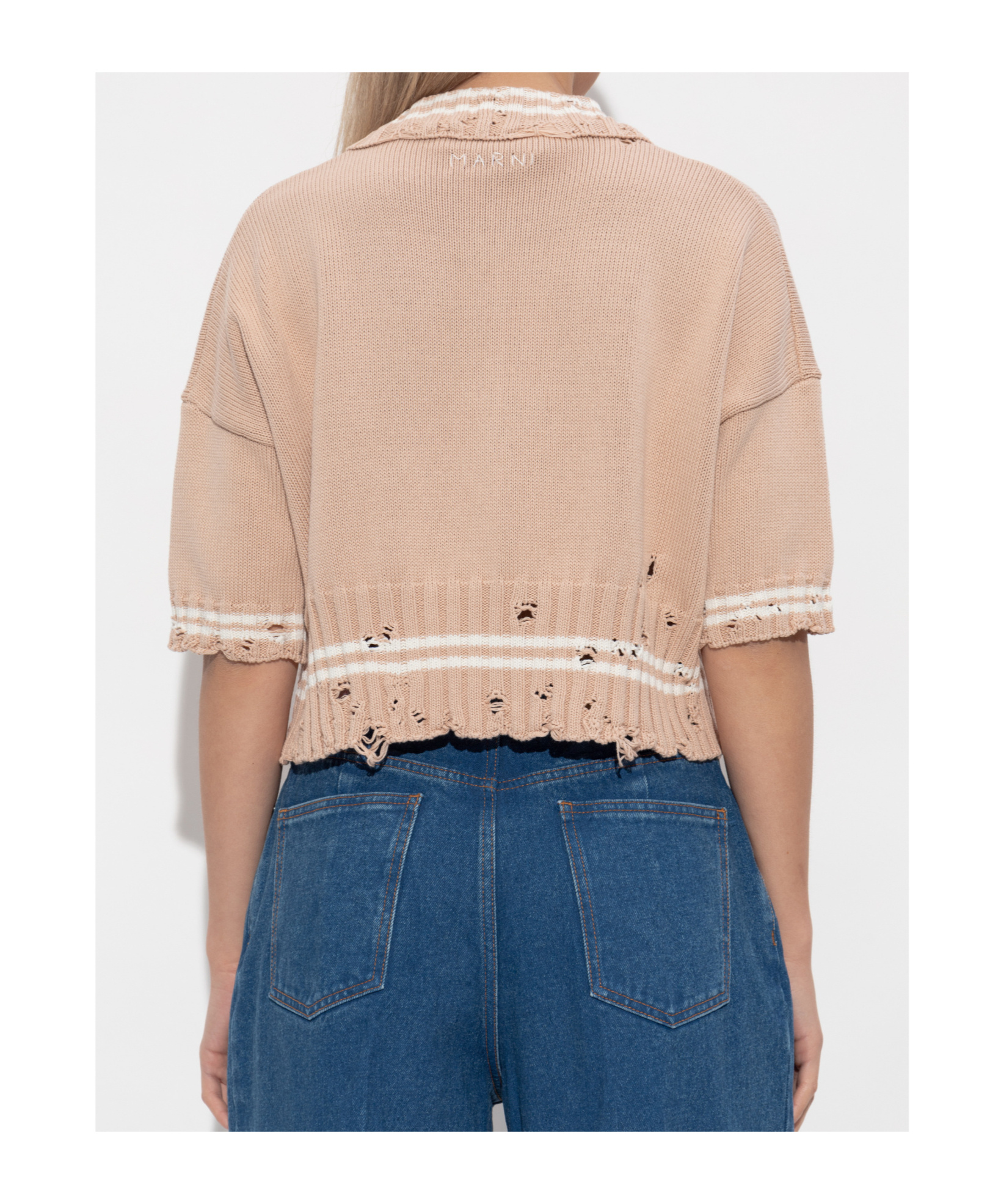 Marni Knitwear Polo With Distressed Button Detailing
