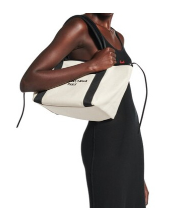 Balenciaga Blackwhite Biarritz S Shopping Bag In White