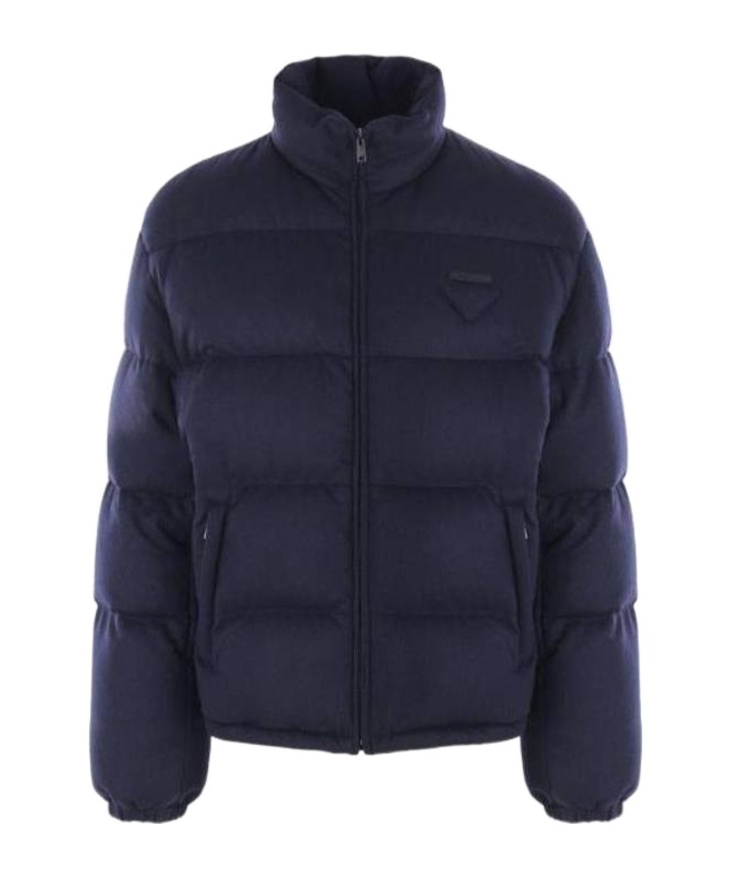 Prada Medium-weight Cashmere Down Jacket In Blue