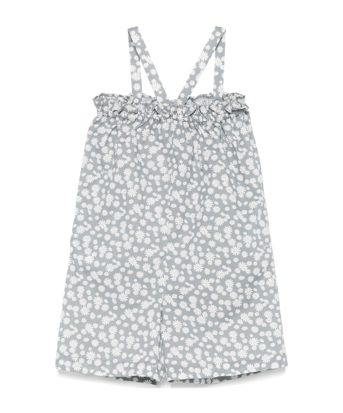 Il Gufo Floral-print Cotton Romper In Gray