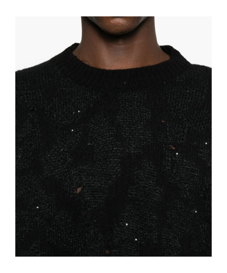 Laneus Distressed-finish Sweater In Black