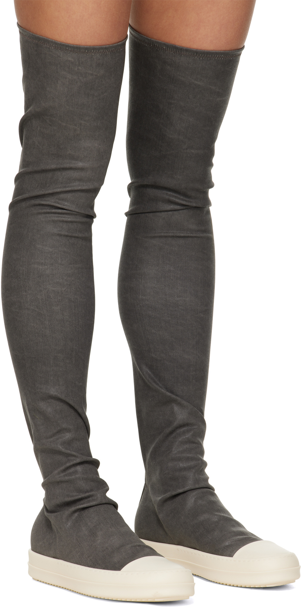 Rick Owens Drkshdw Over-the-knee Sock Sneakers With Contrast Toe Cap In Gray