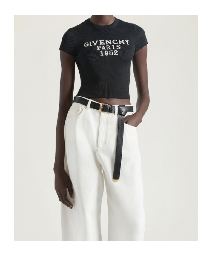 Givenchy Cropped Top In Fine Rib In Blue