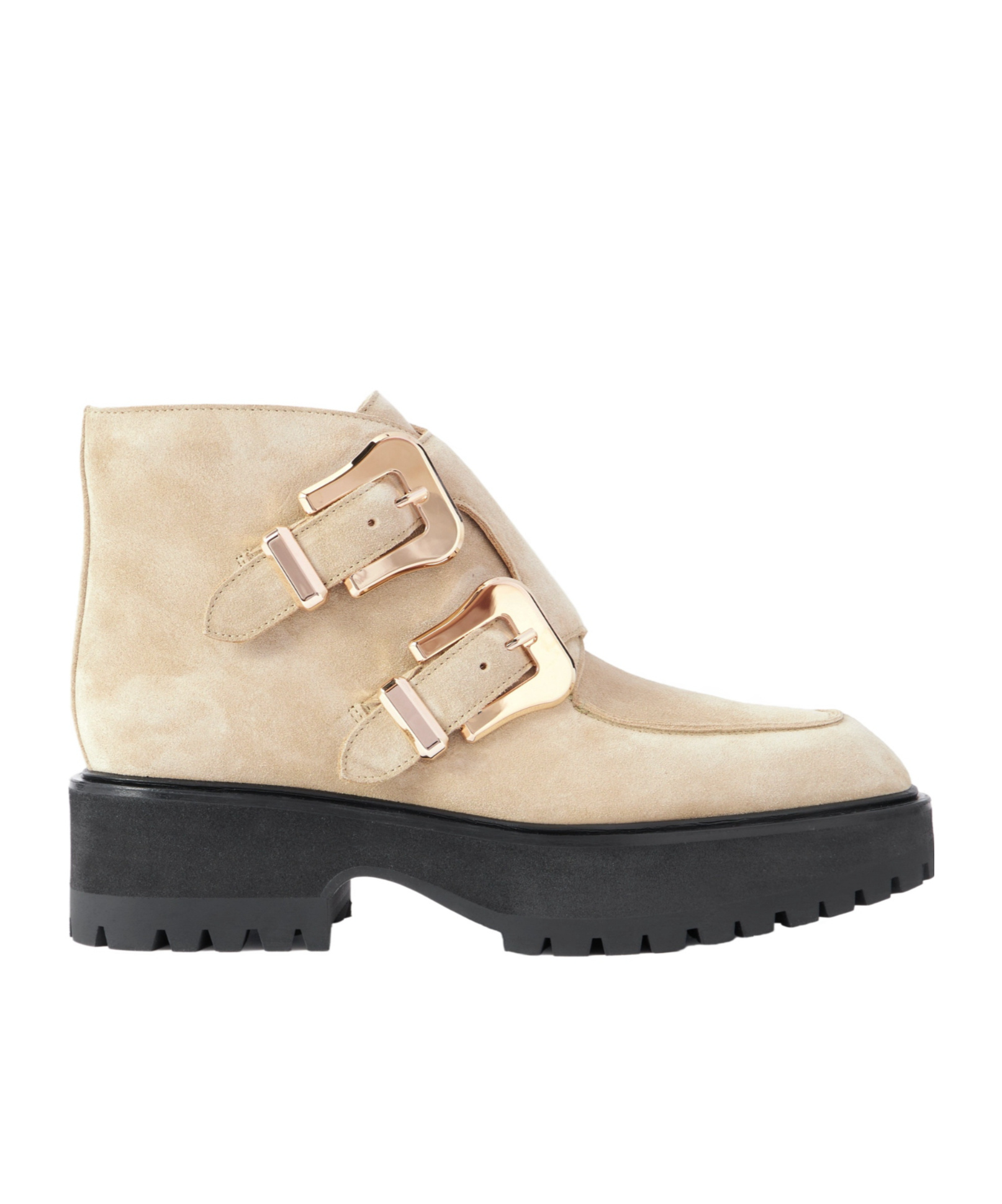 Gabriela Hearst Apollo Buckled Suede Platform Ankle Boots In Neutral