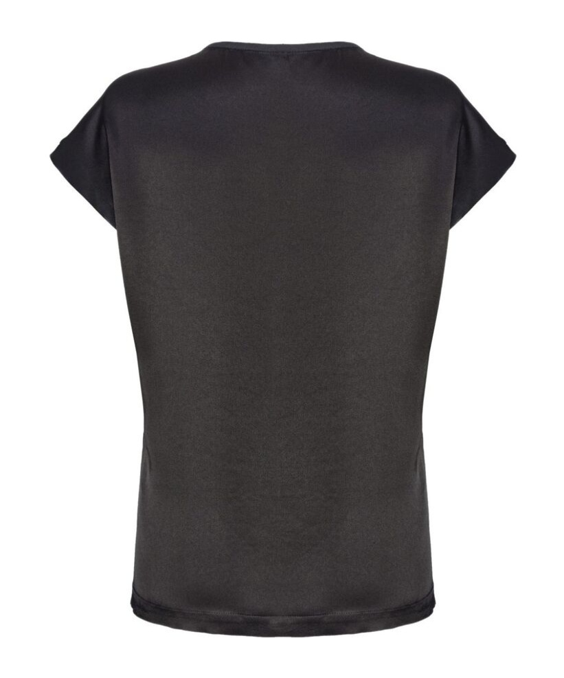 Shop Pinko Panelled Satin Blouse In Black