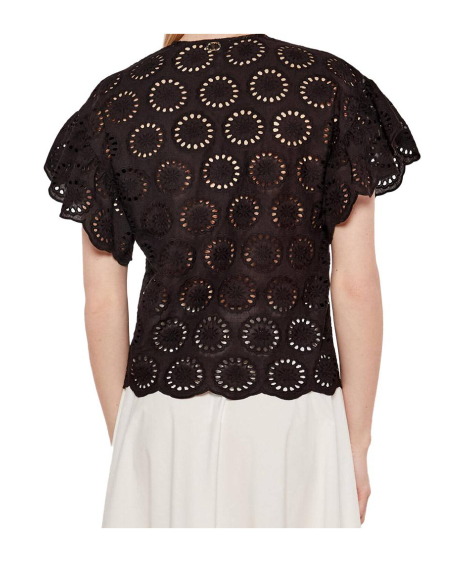 Shop Twinset Broderie-anglaise Cap-sleeve Blouse
