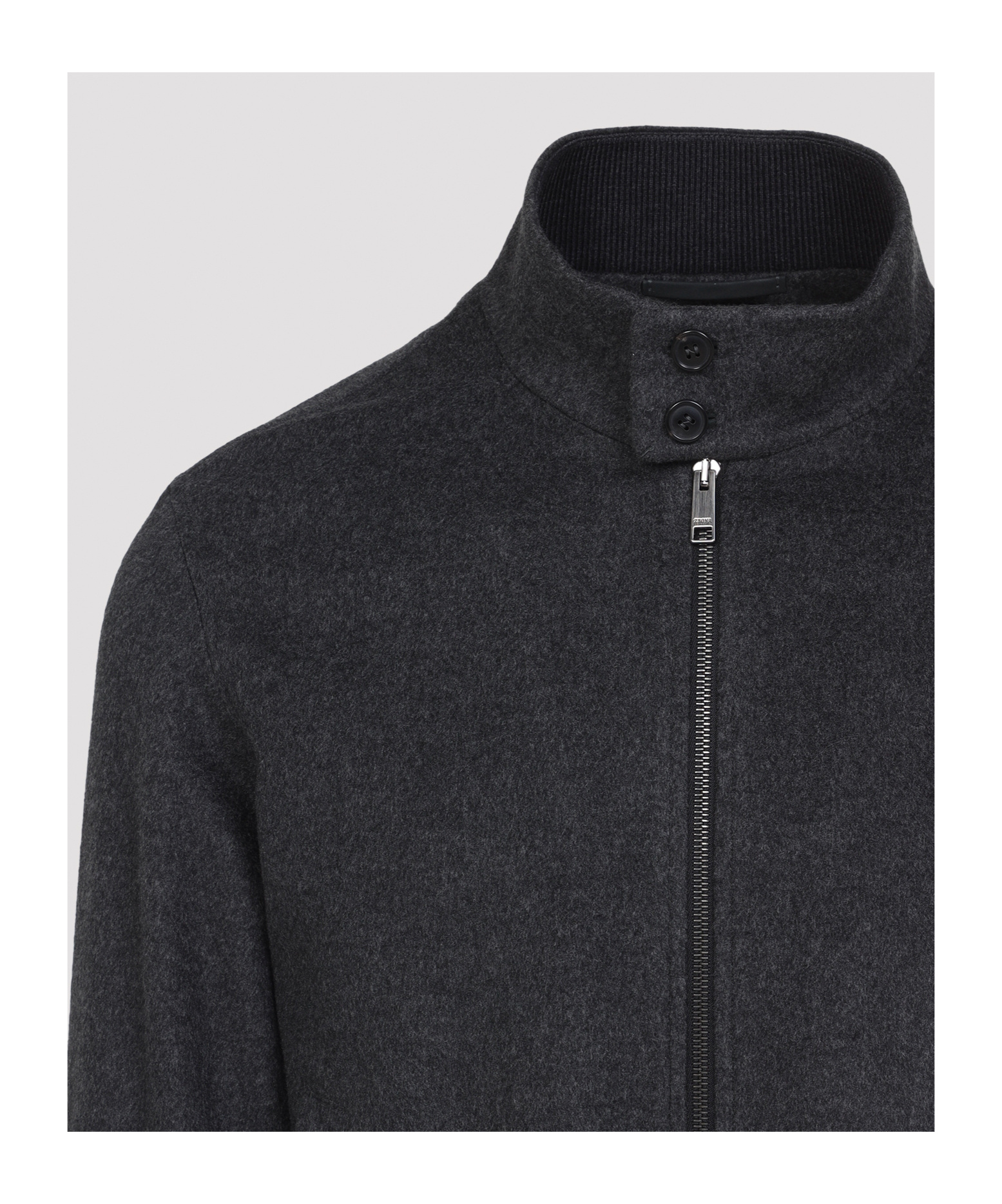 Zegna Modern Blouson With High Collar And Buttons In Gray