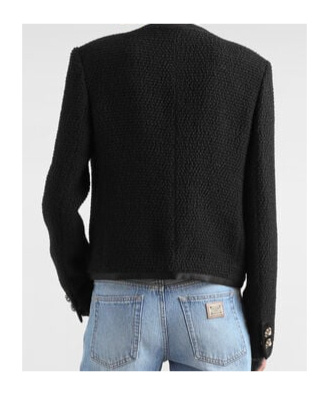 Dolce & Gabbana Jeweled Button Boucle Jacket In Black