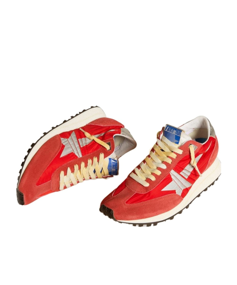 Golden Goose Marathon Sneakers With Red Nylon Upper And Silver Star Shoes In Red