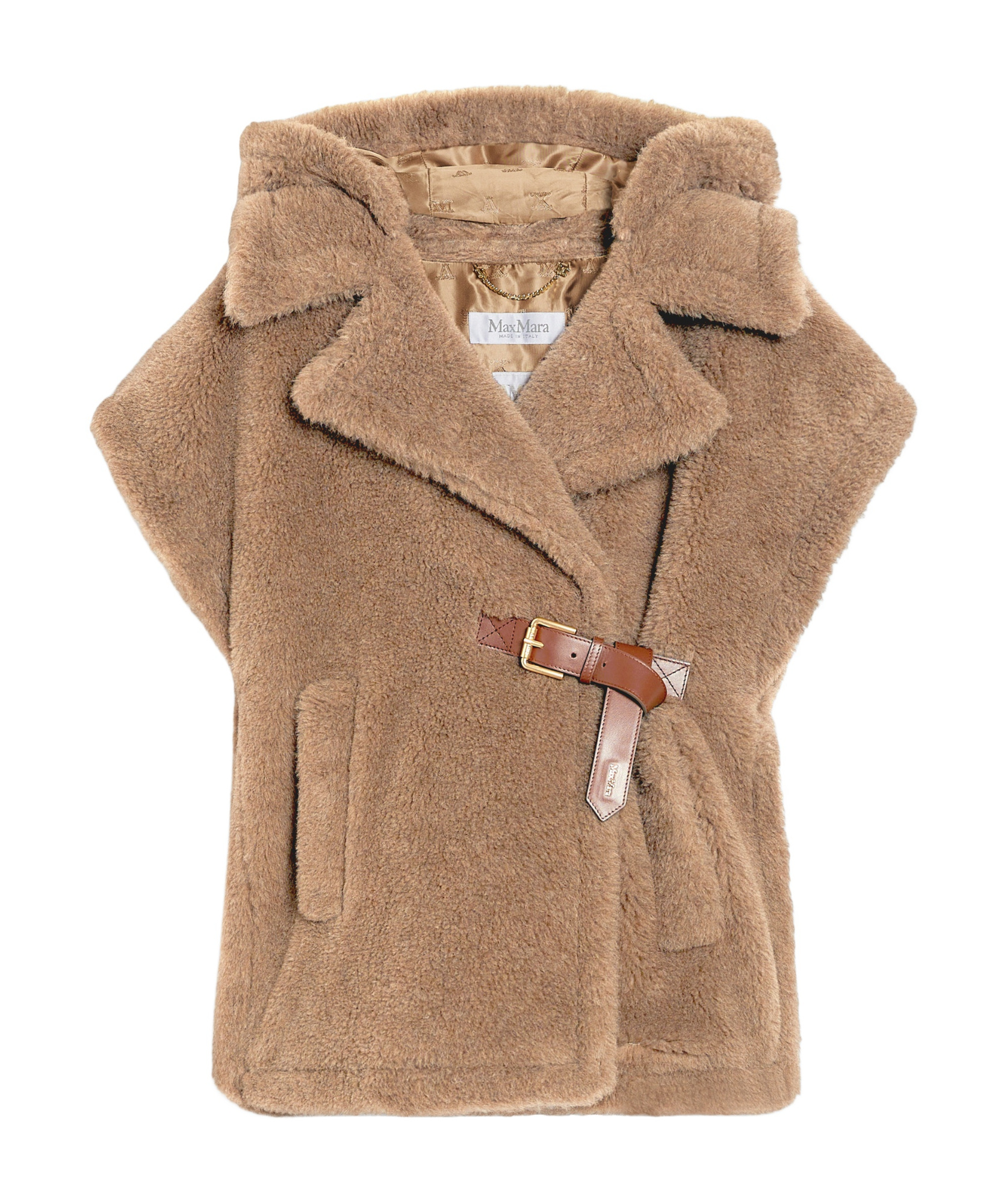 Max Mara Alpaca And Wool Silk Belted Jacket In Brown