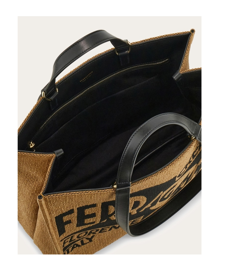 Shop Ferragamo Tote Bag With Logo In Brown