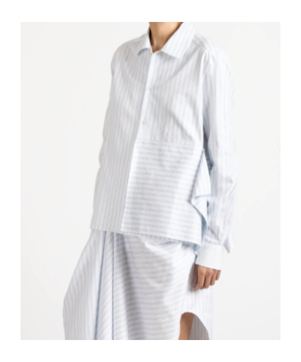 Jw Anderson Womens Asymmetric Draped Shirt In White  Blue In White