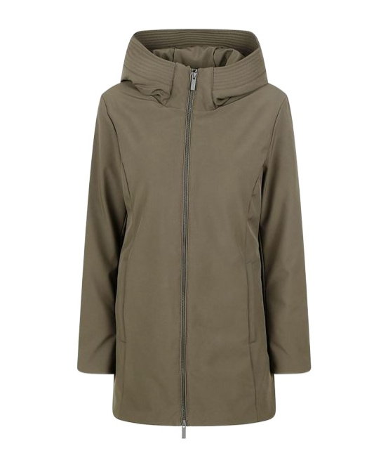 Woolrich Zip-up Hooded Coat In Green