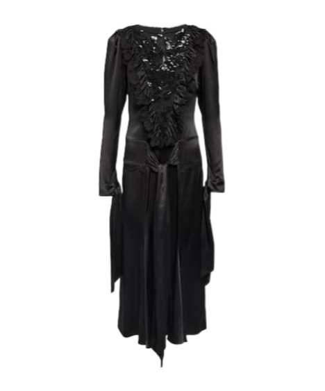 Rodarte Embellished Silk-satin Midi Dress In Black