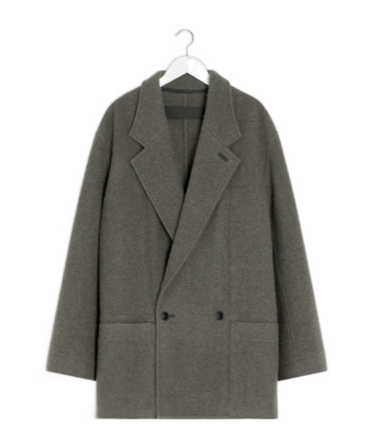 Lemaire Felt Double-breasted Coat In Green