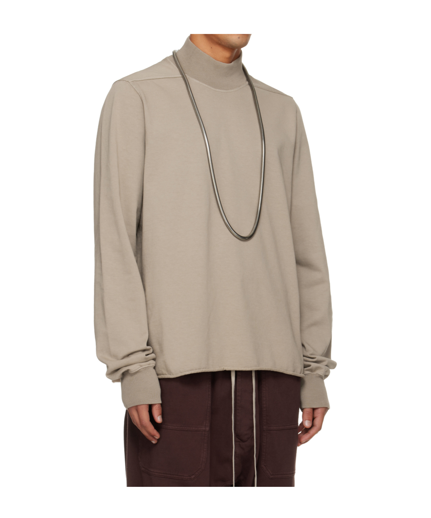 Rick Owens Drkshdw Concordians Headon Dbl High Neck Knit Sweater In Brown