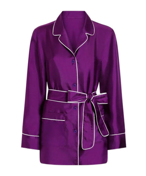 Dolce & Gabbana Silk Twill Vanity Shirt In Purple
