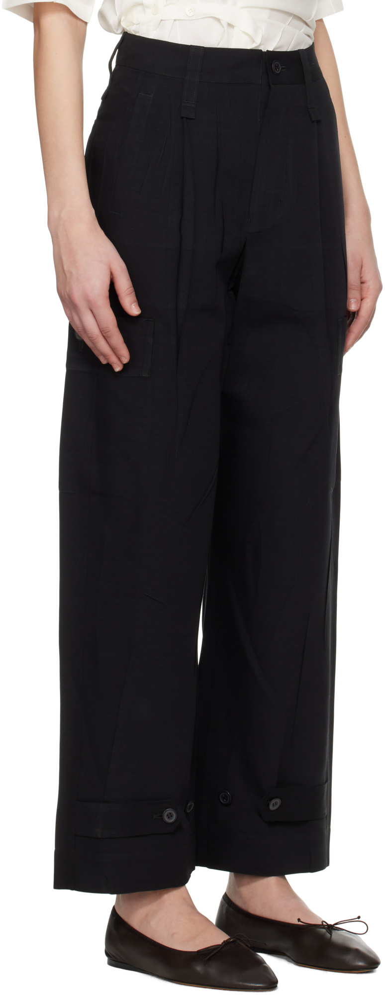 Issey Miyake Black Pressed Form Trousers In Black