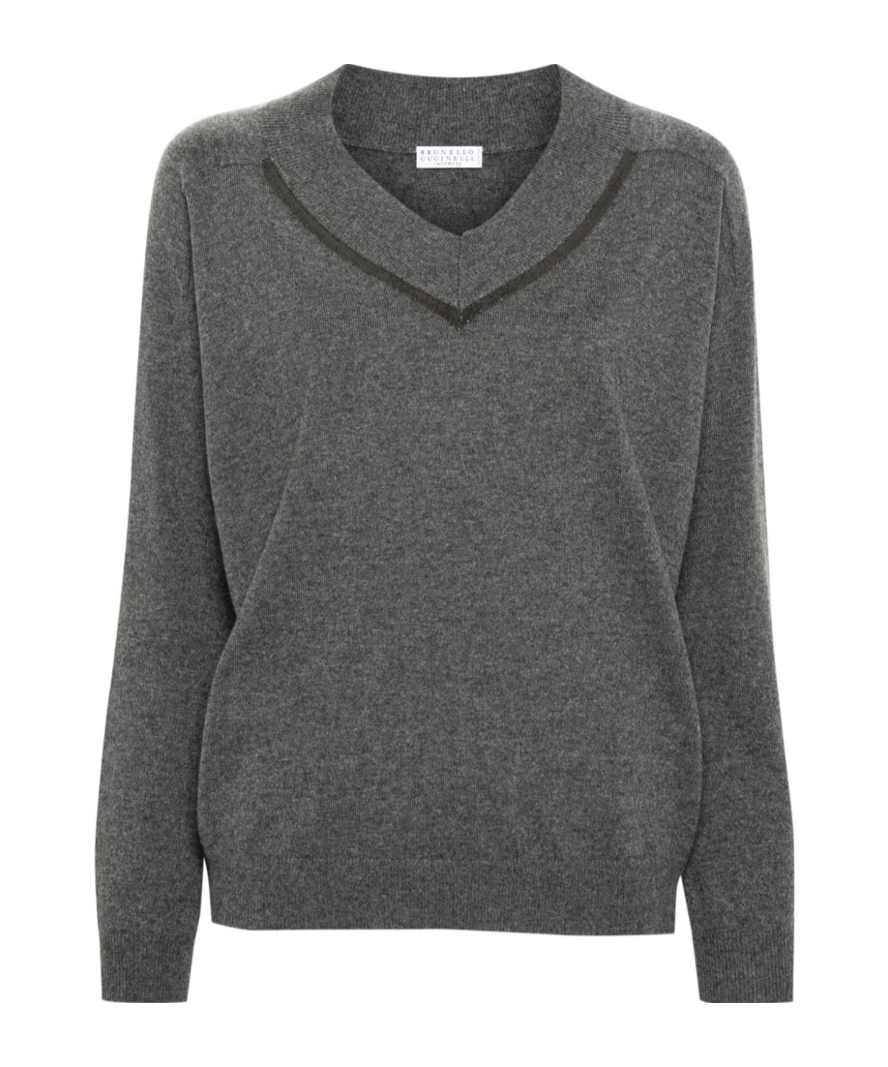 Brunello Cucinelli Long Sleeve V-neck Sweater In Black