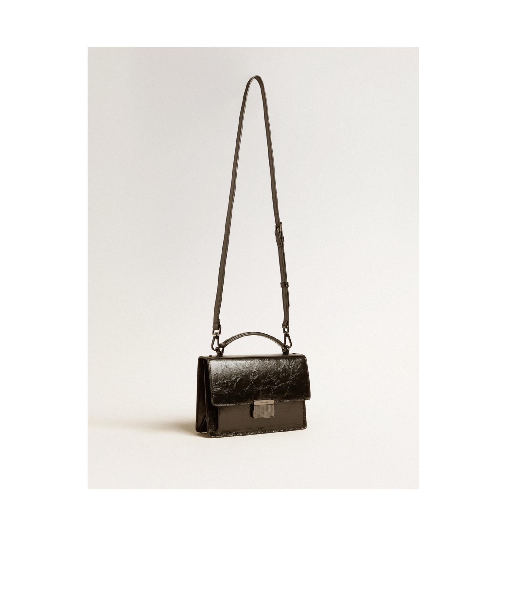 GOLDEN GOOSE VENEZIA BAG IN BLACK METALLIC LEATHER WITH BLACK DETAILS