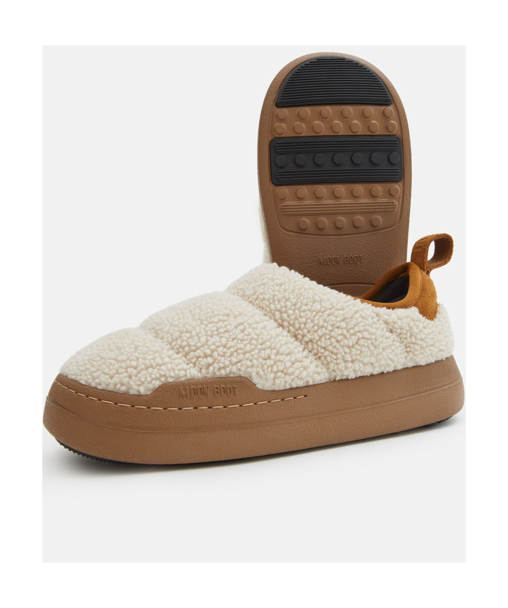 Moon Boot Sand Teddy Fabric Mb Park Puffer Slip On In Brown